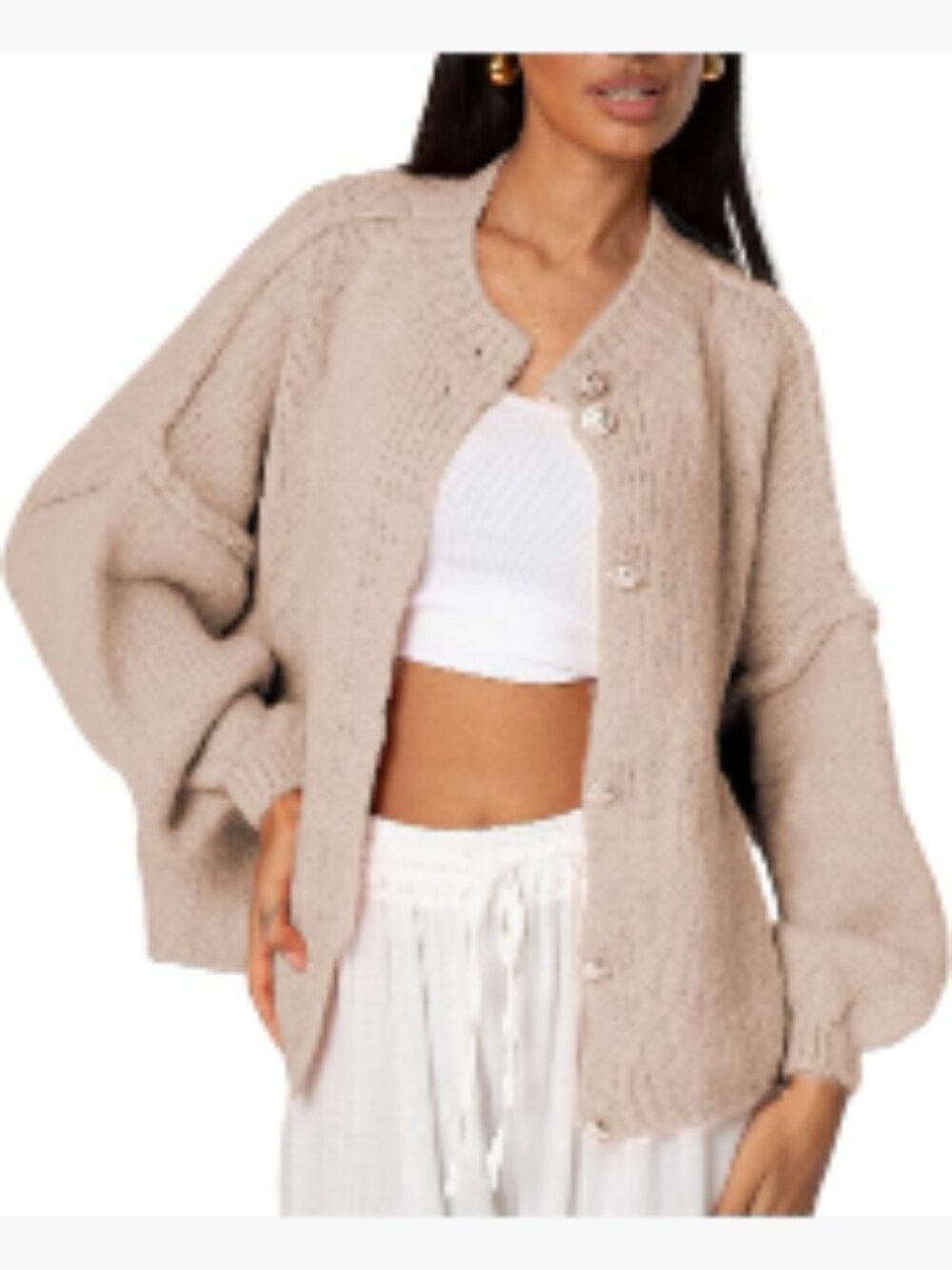 Oversized Lightweight Long Sleeve Button Up Knit Cardigan